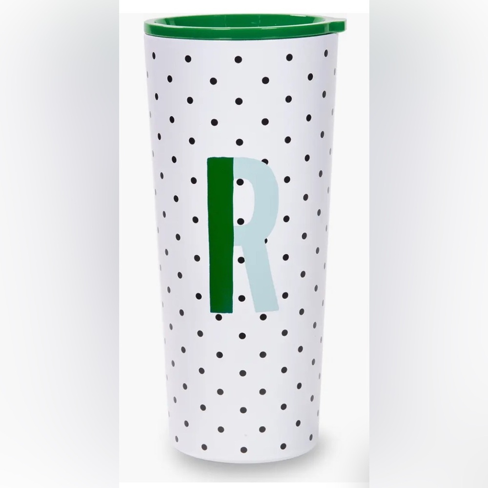 KATE SPADE Sparks of Joy Stainless Steel Tumbler 24 Oz Initial R - NEW!